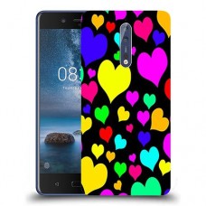 כיסוי מעוצב - לבבות צבעוניים לדגם : Nokia 8 מותג : סקרין מובייל