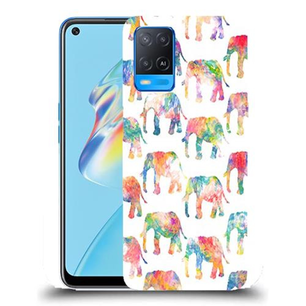 כיסוי מעוצב - אלפנטים צבעוניים לדגם : Oppo A54 מותג : סקרין מובייל