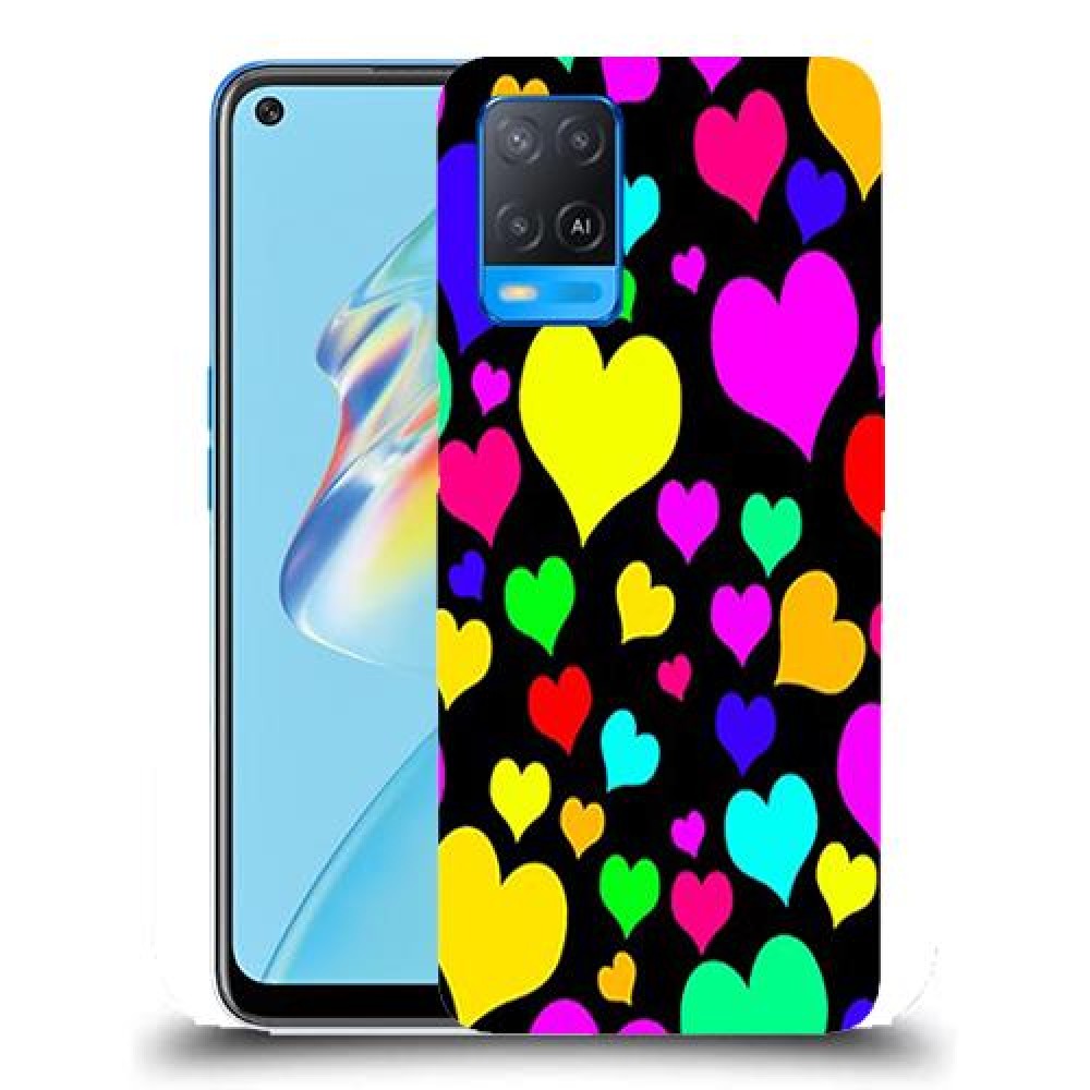 כיסוי מעוצב - לבבות צבעוניים לדגם : Oppo A54 מותג : סקרין מובייל