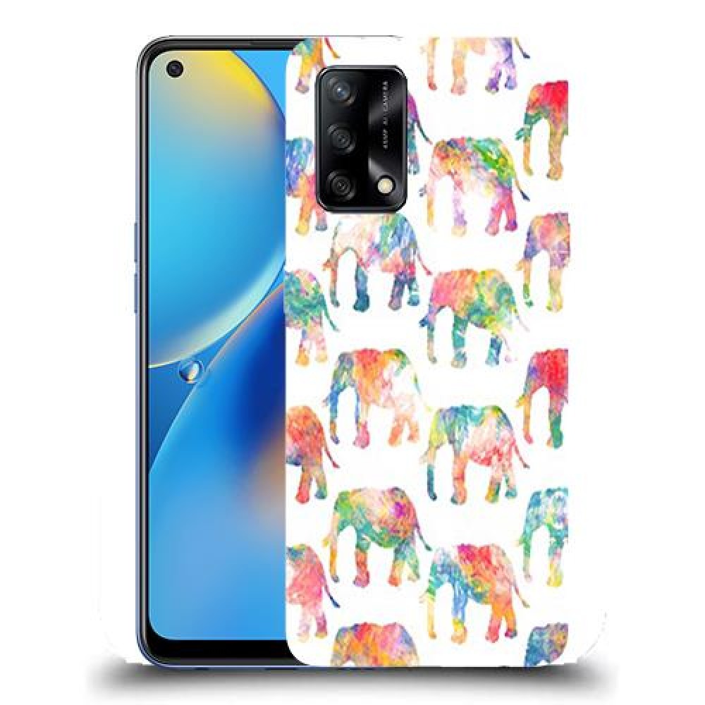 כיסוי מעוצב - אלפנטים צבעוניים לדגם : Oppo A74 מותג : סקרין מובייל