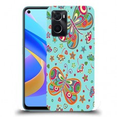 כיסוי מעוצב - פרפרים על כחול לדגם : Oppo A76 מותג : סקרין מובייל