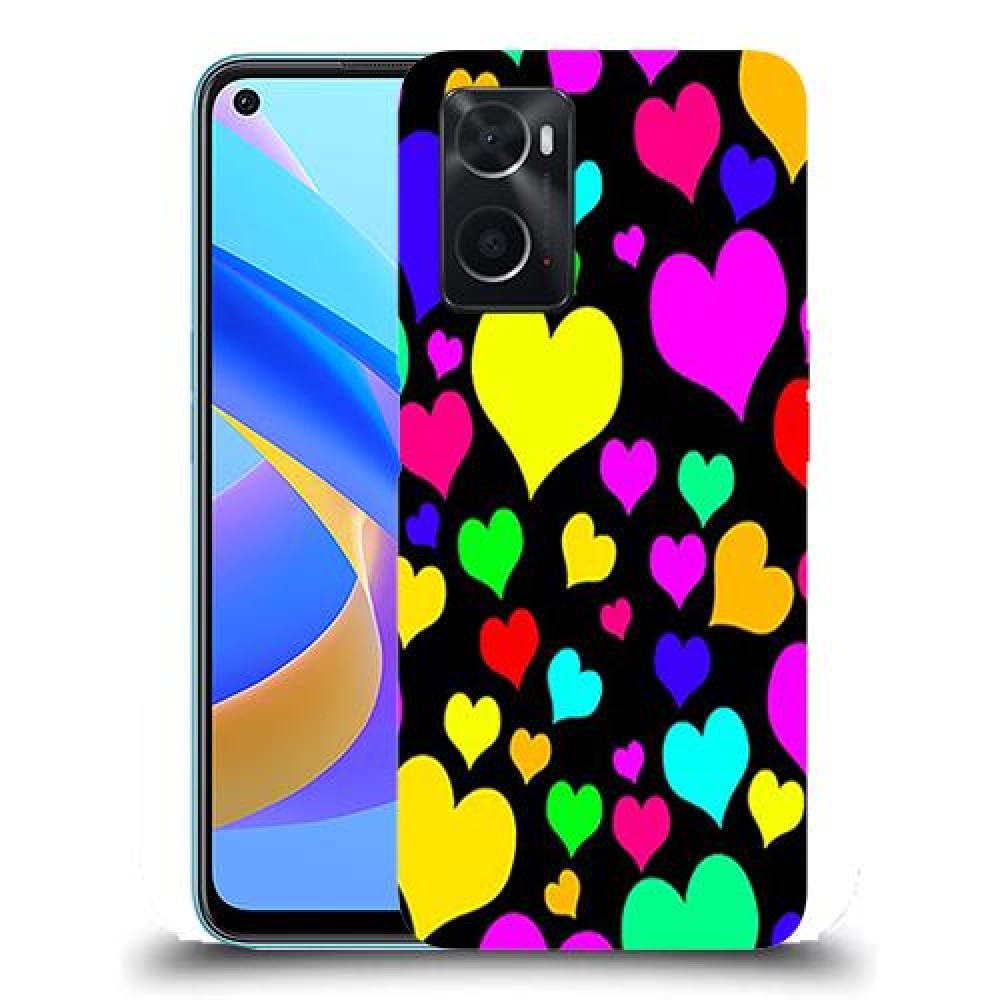 כיסוי מעוצב - לבבות צבעוניים לדגם : Oppo A76 מותג : סקרין מובייל
