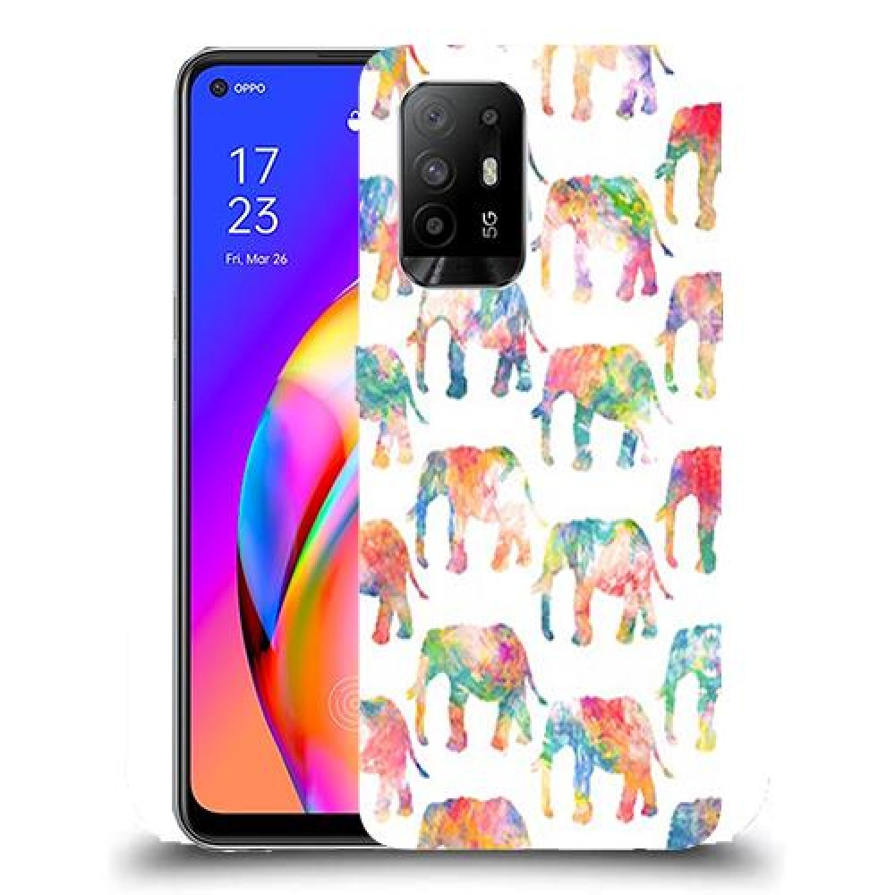 כיסוי מעוצב - אלפנטים צבעוניים לדגם : Oppo F19 Pro+ 5G מותג : סקרין מובייל