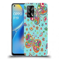 כיסוי מעוצב - פרפרים על כחול לדגם : Oppo F19 מותג : סקרין מובייל