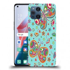 כיסוי מעוצב - פרפרים על כחול לדגם : Oppo Find X3 מותג : סקרין מובייל