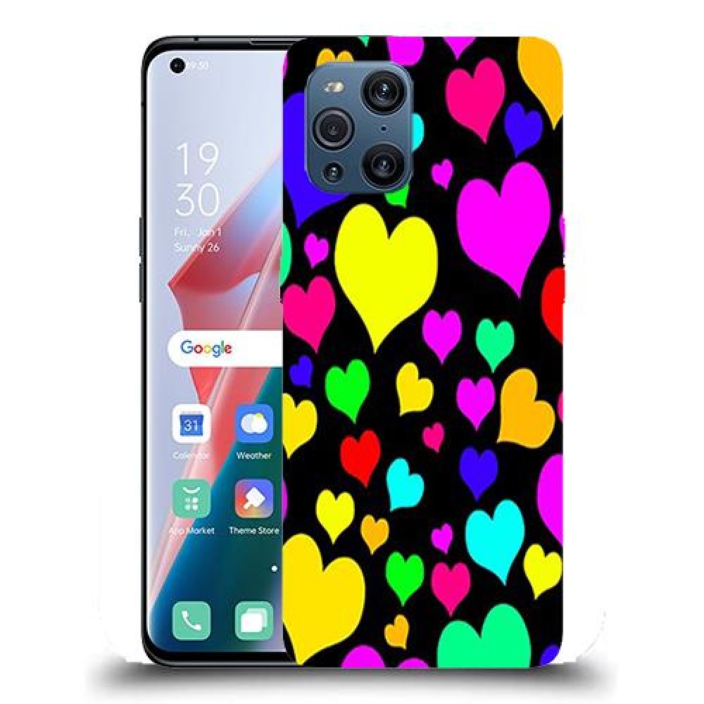 כיסוי מעוצב - לבבות צבעוניים לדגם : Oppo Find X3 מותג : סקרין מובייל