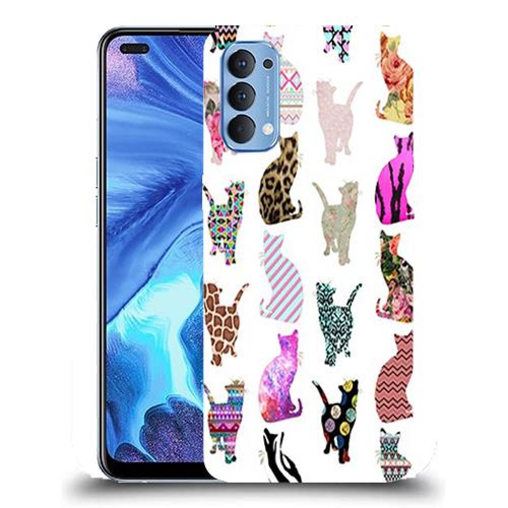 כיסוי מעוצב - חתולים צבעוניים לדגם : Oppo Reno4 5G מותג : סקרין מובייל