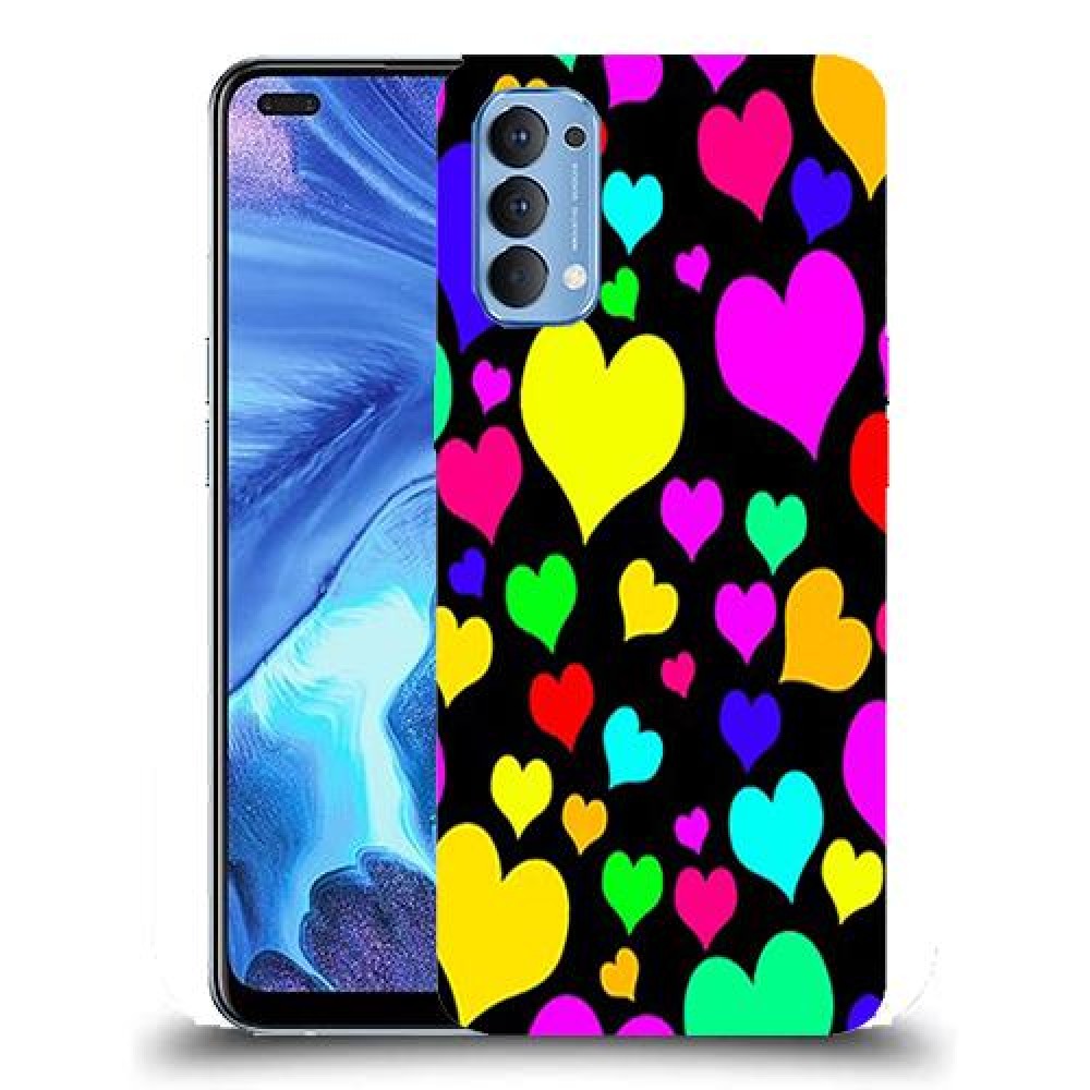 כיסוי מעוצב - לבבות צבעוניים לדגם : Oppo Reno4 5G מותג : סקרין מובייל