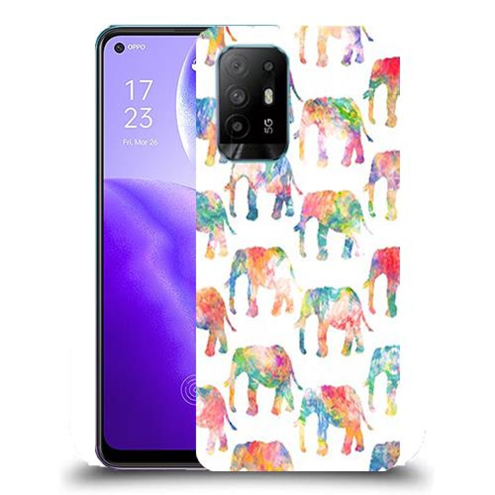 כיסוי מעוצב - אלפנטים צבעוניים לדגם : Oppo Reno5 Z מותג : סקרין מובייל