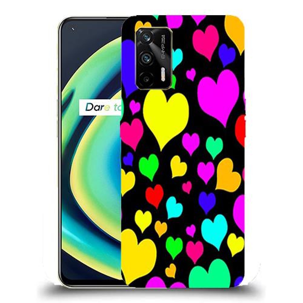 כיסוי מעוצב - לבבות צבעוניים לדגם : Realme Q3 Pro 5G מותג : סקרין מובייל
