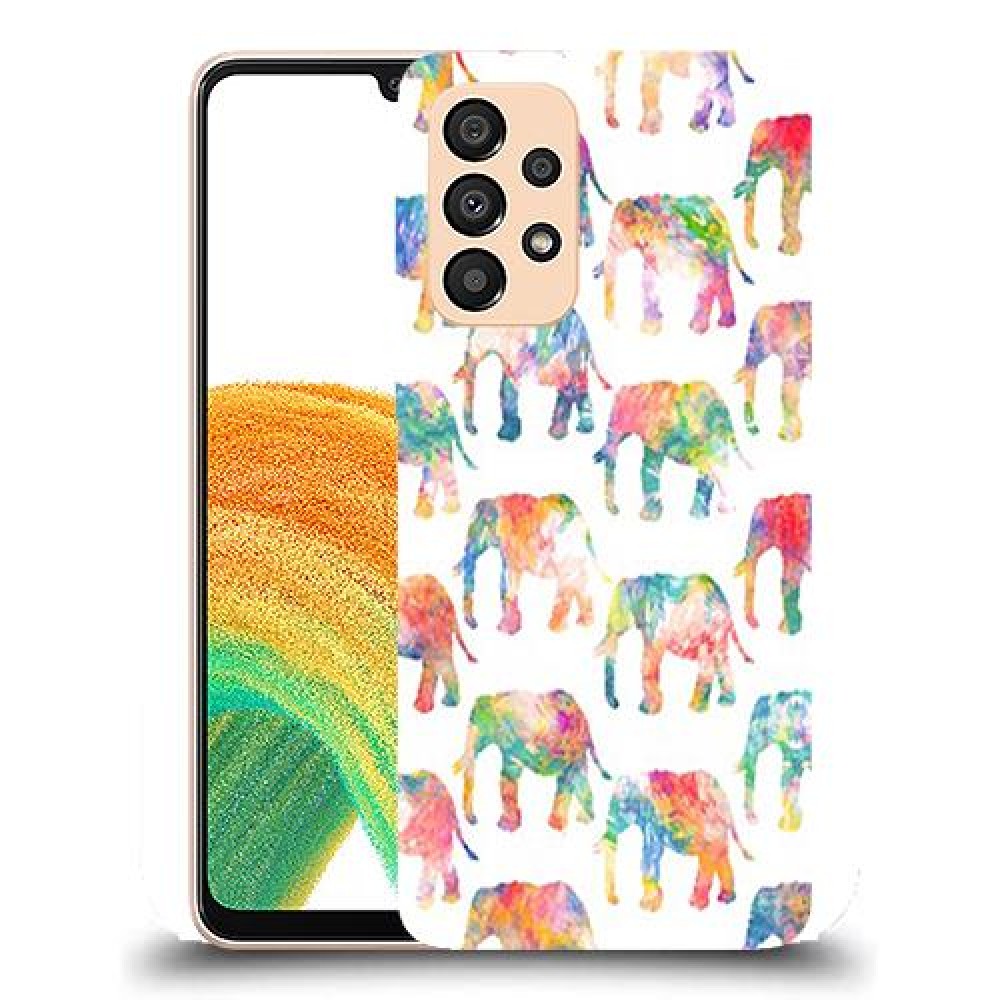 כיסוי מעוצב - אלפנטים צבעוניים לדגם : Samsung Galaxy A33 5G מותג : סקרין מובייל