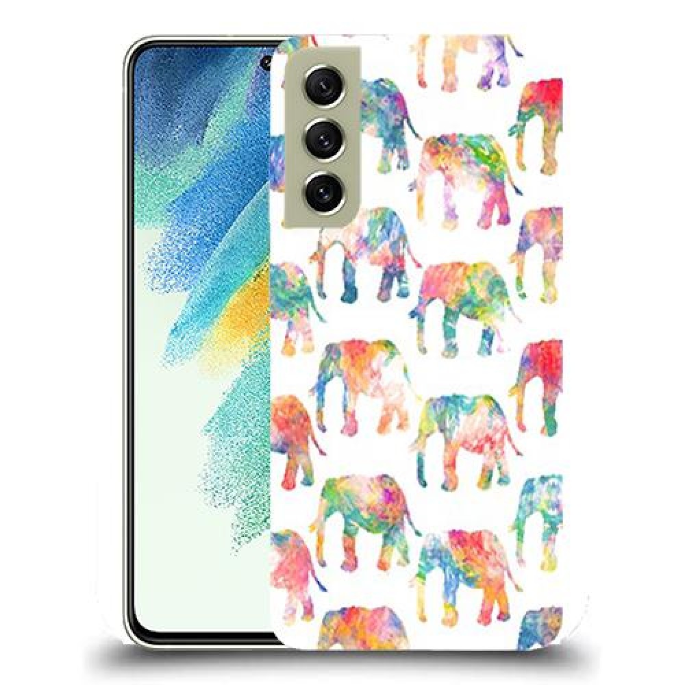 כיסוי מעוצב - אלפנטים צבעוניים לדגם : Samsung Galaxy S21 FE 5G מותג : סקרין מובייל