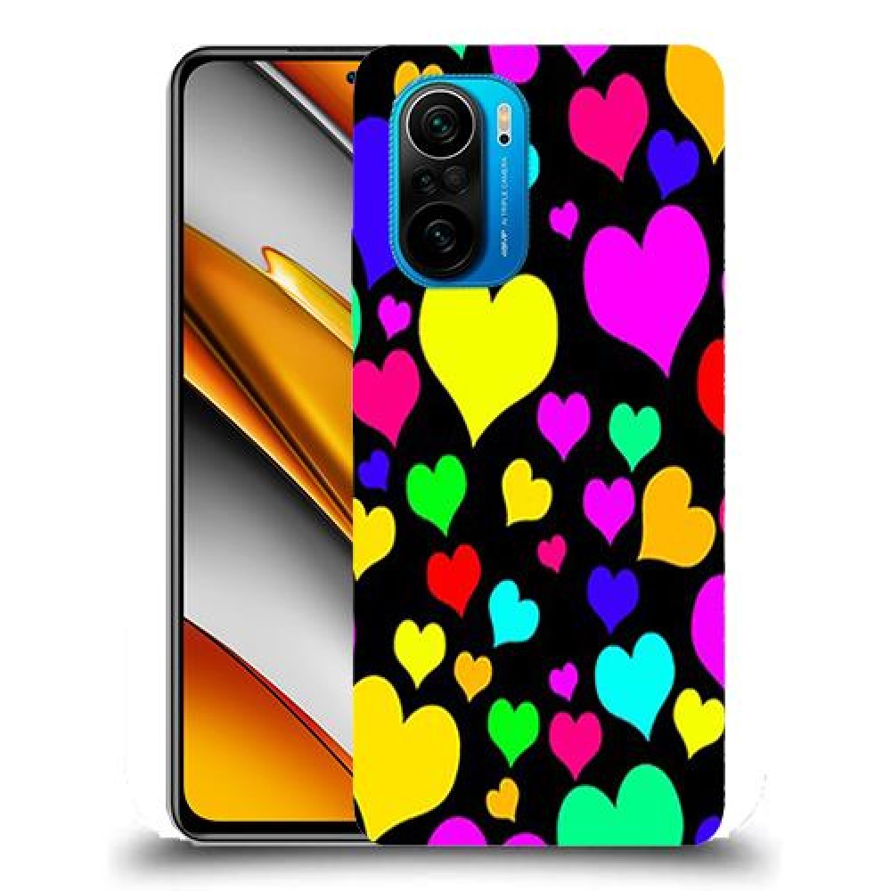 כיסוי מעוצב - לבבות צבעוניים לדגם : Xiaomi Poco F3 מותג : סקרין מובייל