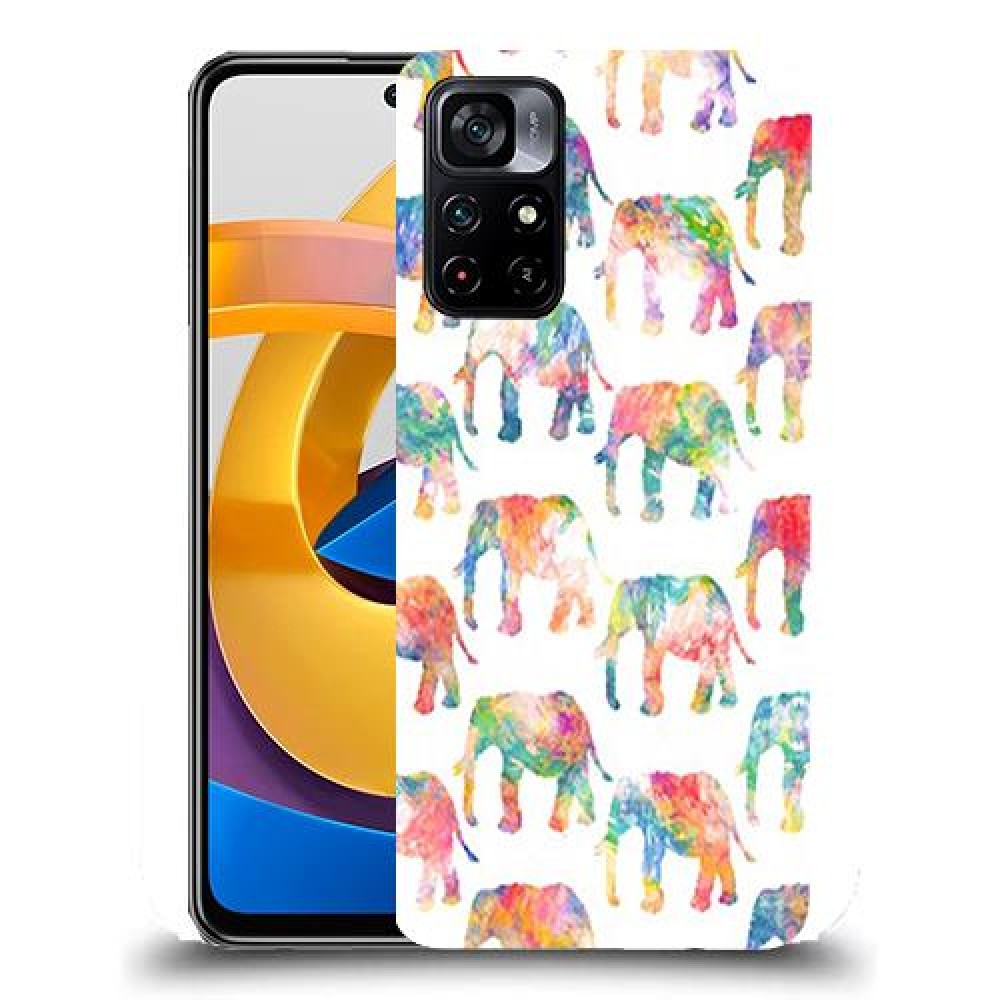 כיסוי מעוצב - אלפנטים צבעוניים לדגם : Xiaomi Poco M4 Pro 5G מותג : סקרין מובייל