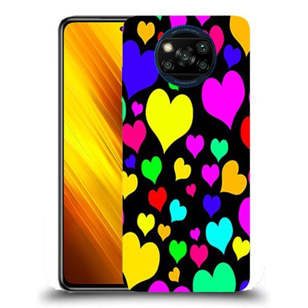 כיסוי מעוצב - לבבות צבעוניים לדגם : Xiaomi Poco X3 NFC מותג : סקרין מובייל