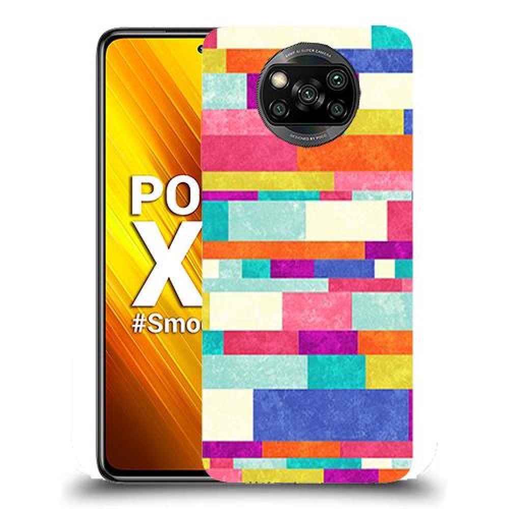 כיסוי מעוצב - לבנים צבעוניות לדגם : Xiaomi Poco X3 מותג : סקרין מובייל
