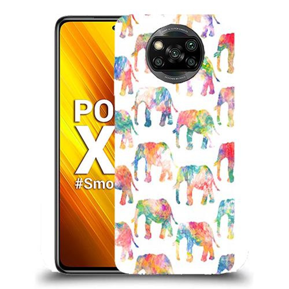 כיסוי מעוצב - אלפנטים צבעוניים לדגם : Xiaomi Poco X3 מותג : סקרין מובייל