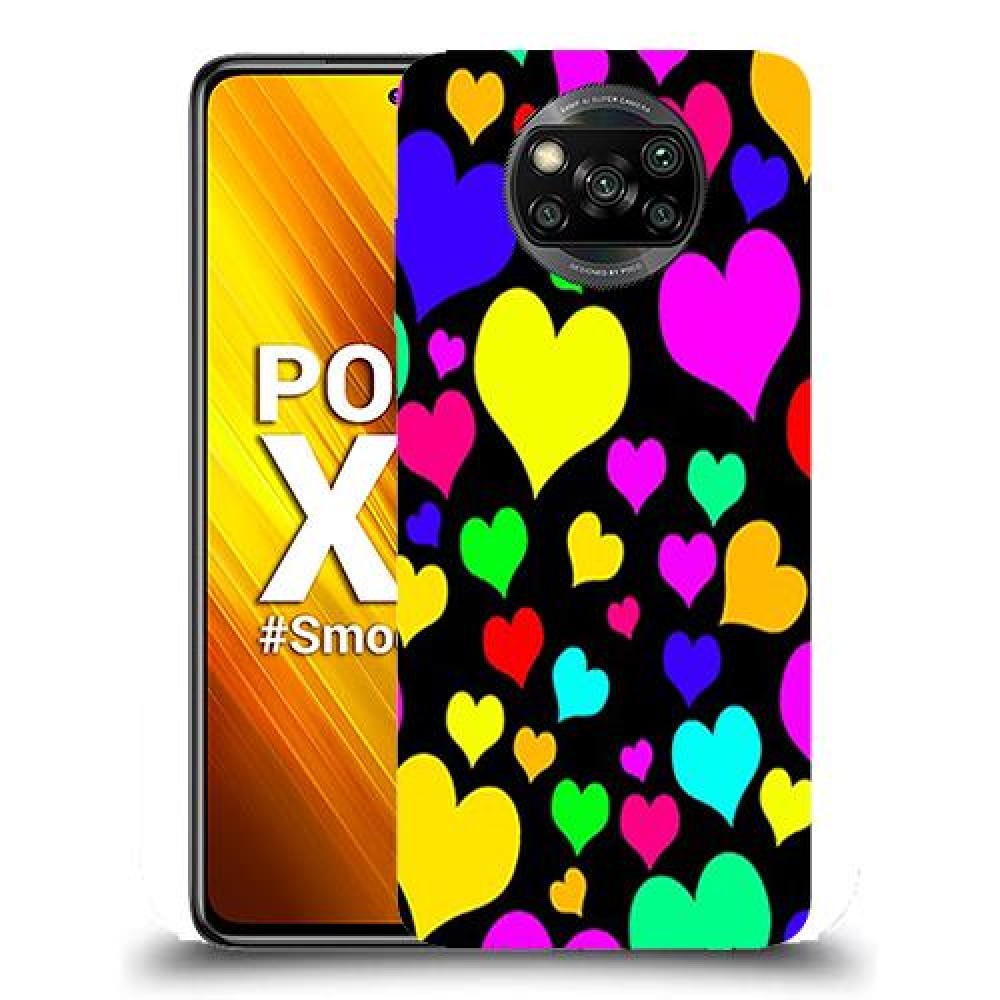 כיסוי מעוצב - לבבות צבעוניים לדגם : Xiaomi Poco X3 מותג : סקרין מובייל