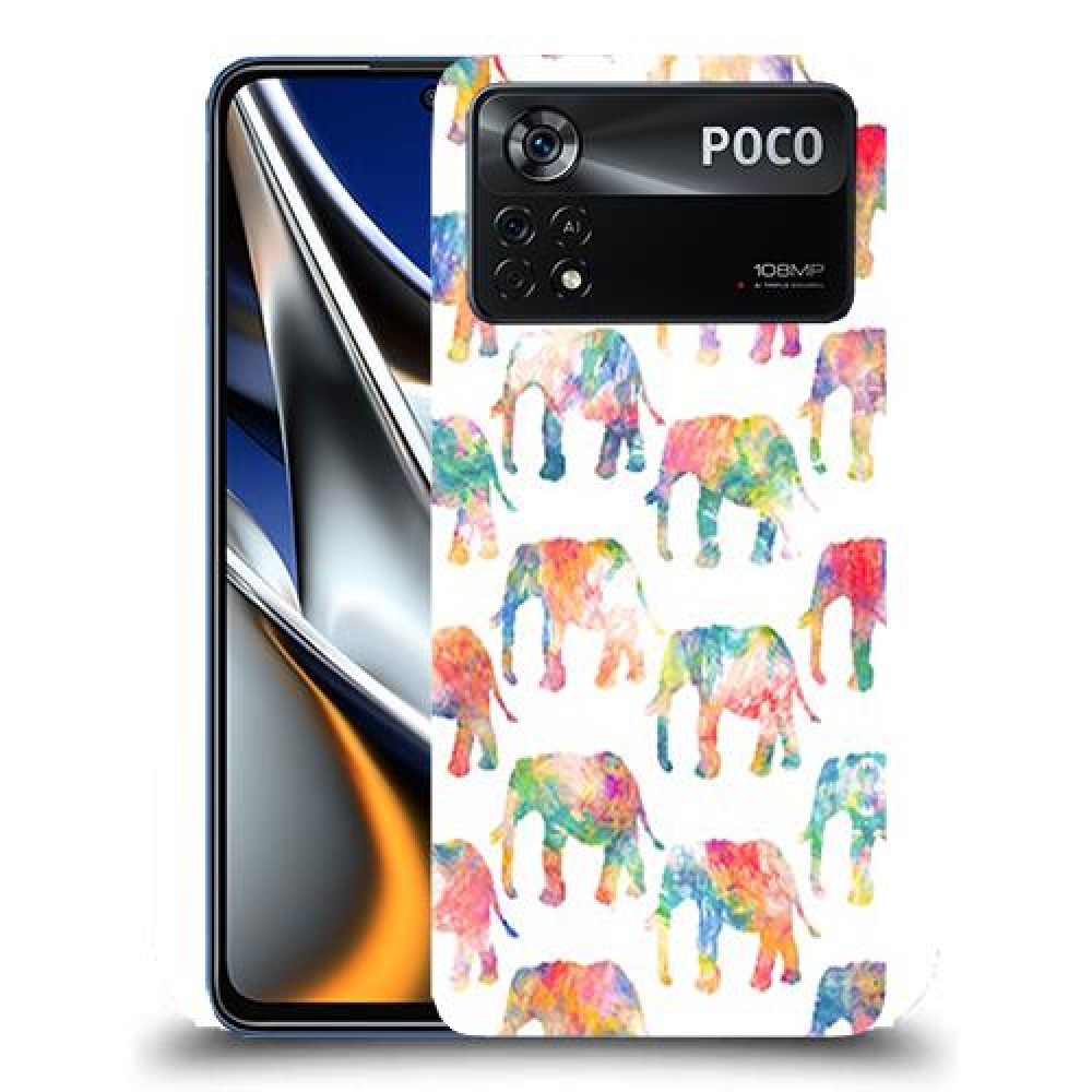 כיסוי מעוצב - אלפנטים צבעוניים לדגם : Xiaomi Poco X4 Pro 5G מותג : סקרין מובייל