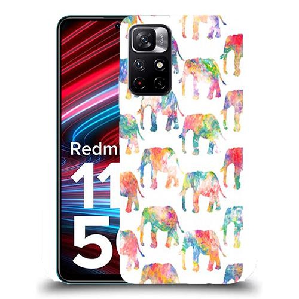 כיסוי מעוצב - אלפנטים צבעוניים לדגם : Xiaomi Redmi Note 11T 5G מותג : סקרין מובייל