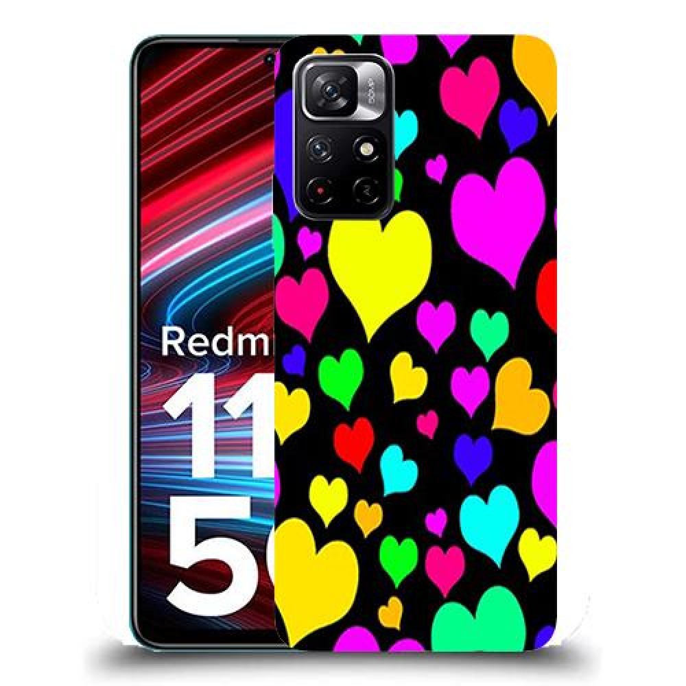 כיסוי מעוצב - לבבות צבעוניים לדגם : Xiaomi Redmi Note 11T 5G מותג : סקרין מובייל