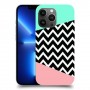 פסים במנטה ורוד כיסוי מגן קשיח מעוצב ל Apple iPhone 13 Pro Max יחידה אחת סקרין מובייל