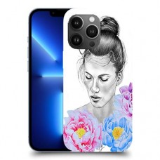 אישה בפרחים כיסוי מגן קשיח מעוצב ל Apple iPhone 13 Pro Max יחידה אחת סקרין מובייל