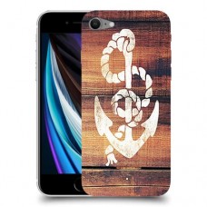 עוגן מעץ כיסוי מגן קשיח מעוצב ל Apple iPhone SE (2020) יחידה אחת סקרין מובייל