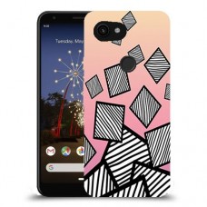 זאברה ריבועים כיסוי מגן קשיח מעוצב ל Google Pixel 3a XL יחידה אחת סקרין מובייל