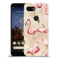 פלמינגו ורוד כיסוי מגן קשיח מעוצב ל Google Pixel 3a יחידה אחת סקרין מובייל