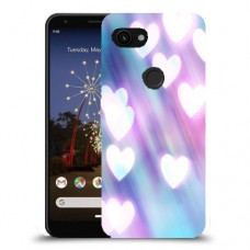 לבבות מעורפלים בכחול כיסוי מגן קשיח מעוצב ל Google Pixel 3a יחידה אחת סקרין מובייל