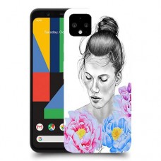 אישה בפרחים כיסוי מגן קשיח מעוצב ל Google Pixel 4 XL יחידה אחת סקרין מובייל