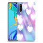 לבבות מעורפלים בכחול כיסוי מגן קשיח מעוצב ל Huawei P30 יחידה אחת סקרין מובייל