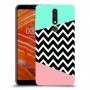 פסים במנטה ורוד כיסוי מגן קשיח מעוצב ל Nokia 3.1 Plus יחידה אחת סקרין מובייל