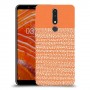 נקודות לבנות בכתום כיסוי מגן קשיח מעוצב ל Nokia 3.1 Plus יחידה אחת סקרין מובייל