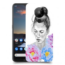 אישה בפרחים כיסוי מגן קשיח מעוצב ל Nokia 5.3 יחידה אחת סקרין מובייל
