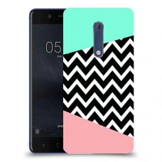 פסים במנטה ורוד כיסוי מגן קשיח מעוצב ל Nokia 5 יחידה אחת סקרין מובייל