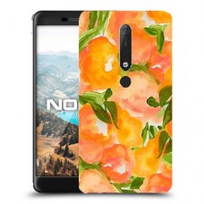 אפרסקים כתומים כיסוי מגן קשיח מעוצב ל Nokia 6.1 יחידה אחת סקרין מובייל