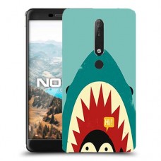 פינגווין בכריש כיסוי מגן קשיח מעוצב ל Nokia 6.1 יחידה אחת סקרין מובייל