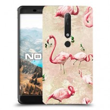 פלמינגו ורוד כיסוי מגן קשיח מעוצב ל Nokia 6.1 יחידה אחת סקרין מובייל