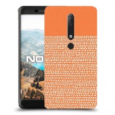 נקודות לבנות בכתום כיסוי מגן קשיח מעוצב ל Nokia 6.1 יחידה אחת סקרין מובייל