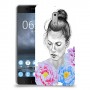 אישה בפרחים כיסוי מגן קשיח מעוצב ל Nokia 6 יחידה אחת סקרין מובייל