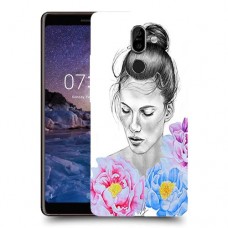 אישה בפרחים כיסוי מגן קשיח מעוצב ל Nokia 7 plus יחידה אחת סקרין מובייל