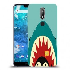פינגווין בכריש כיסוי מגן קשיח מעוצב ל Nokia 7.1 יחידה אחת סקרין מובייל