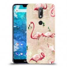 פלמינגו ורוד כיסוי מגן קשיח מעוצב ל Nokia 7.1 יחידה אחת סקרין מובייל