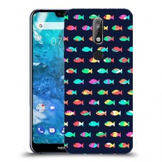 קשת בדגים כיסוי מגן קשיח מעוצב ל Nokia 7.1 יחידה אחת סקרין מובייל