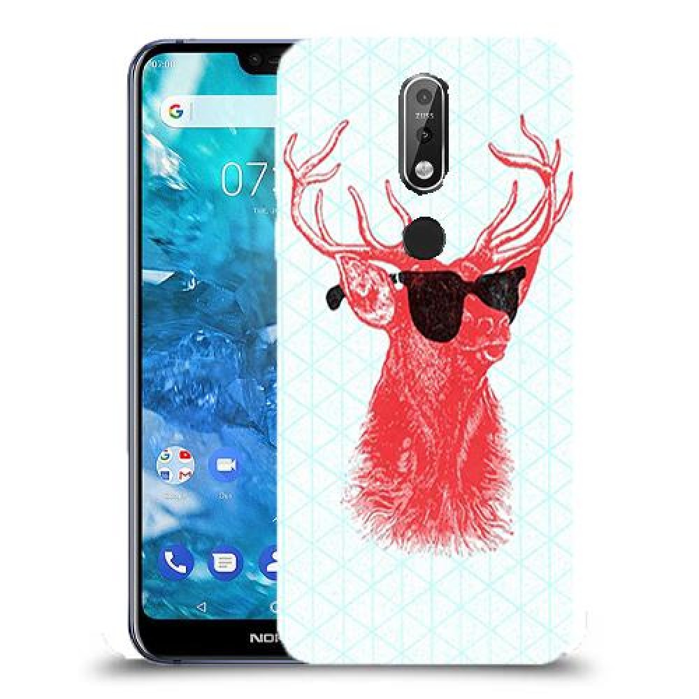 אדג אדום במשקפיים כיסוי מגן קשיח מעוצב ל Nokia 7.1 יחידה אחת סקרין מובייל