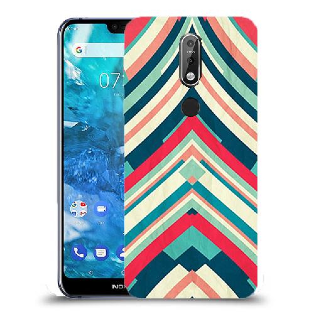 פסים בצבע כיסוי מגן קשיח מעוצב ל Nokia 7.1 יחידה אחת סקרין מובייל