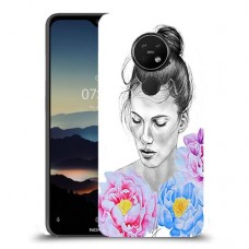 אישה בפרחים כיסוי מגן קשיח מעוצב ל Nokia 7.2 יחידה אחת סקרין מובייל