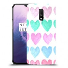 לבבות פסטל כיסוי מגן קשיח מעוצב ל OnePlus 7 יחידה אחת סקרין מובייל